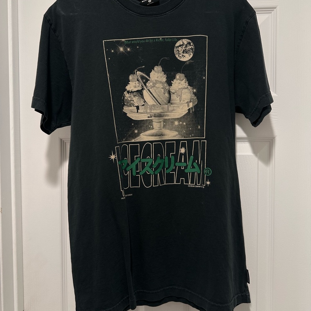Icecream Black Tee with Graphic Design